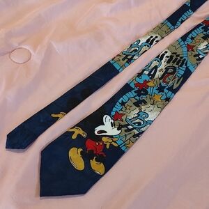 Official Mickey Unlimited POW CLOCK Tie Blue and Red 4" Circa 1990s